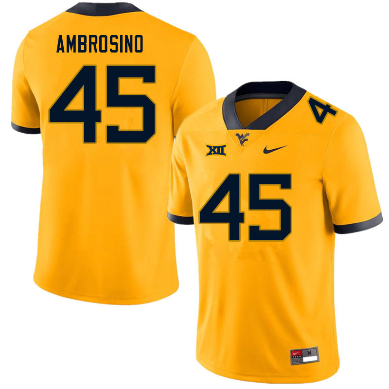 NCAA Men's Derek Ambrosino West Virginia Mountaineers Gold #45 Nike Stitched Football College Authentic Jersey MV23Q44SX